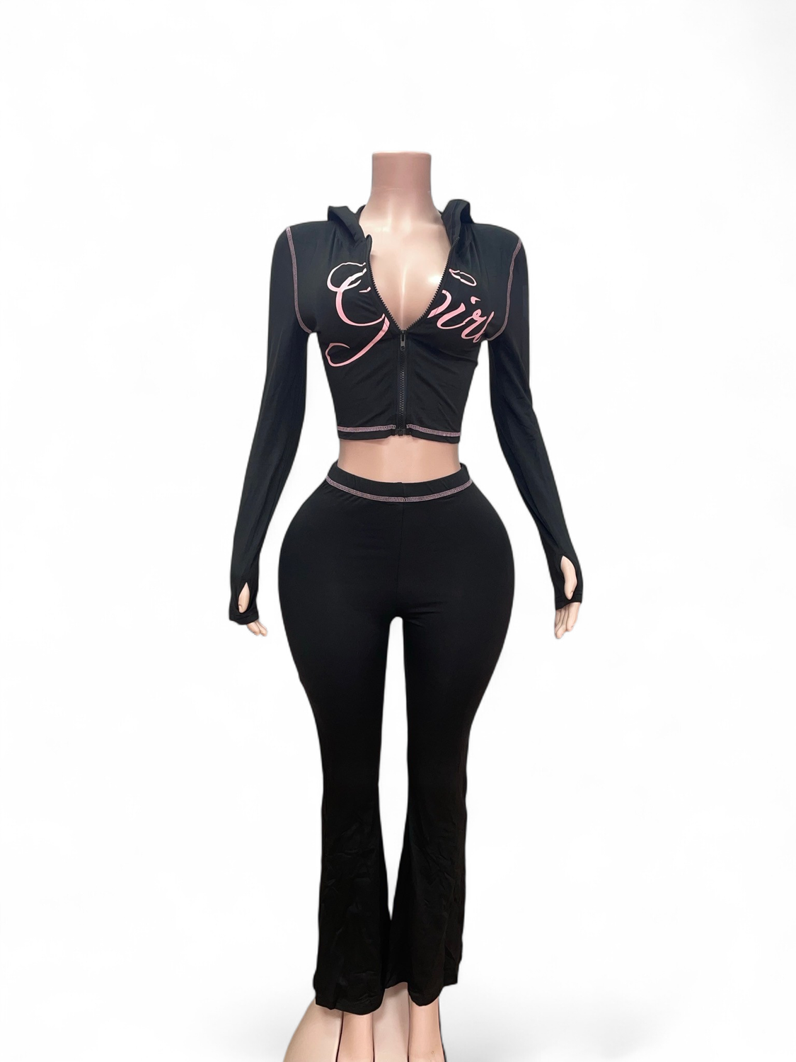 Hooded Flare Pants Set