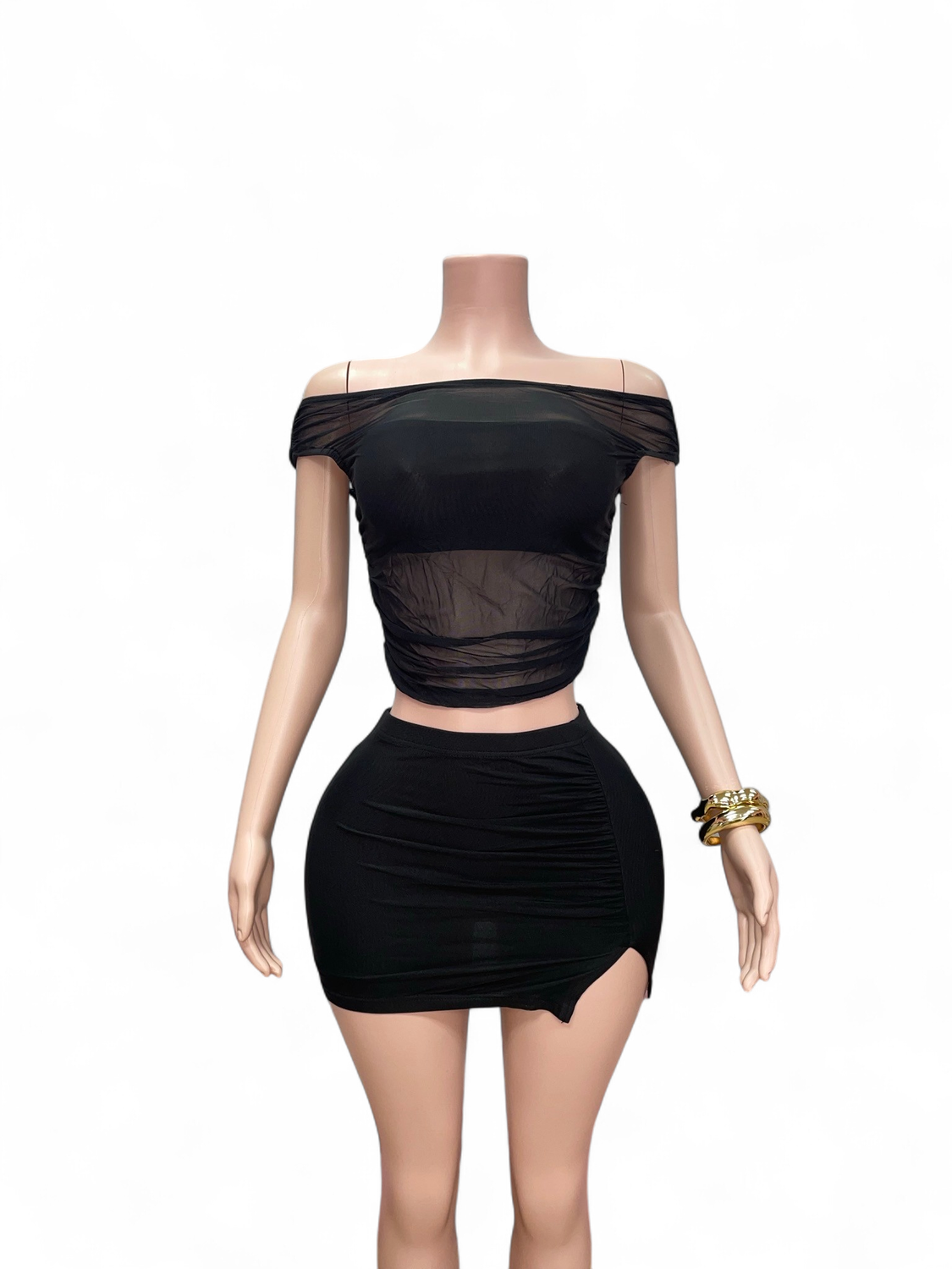 Mesh Mini Skirt Set
