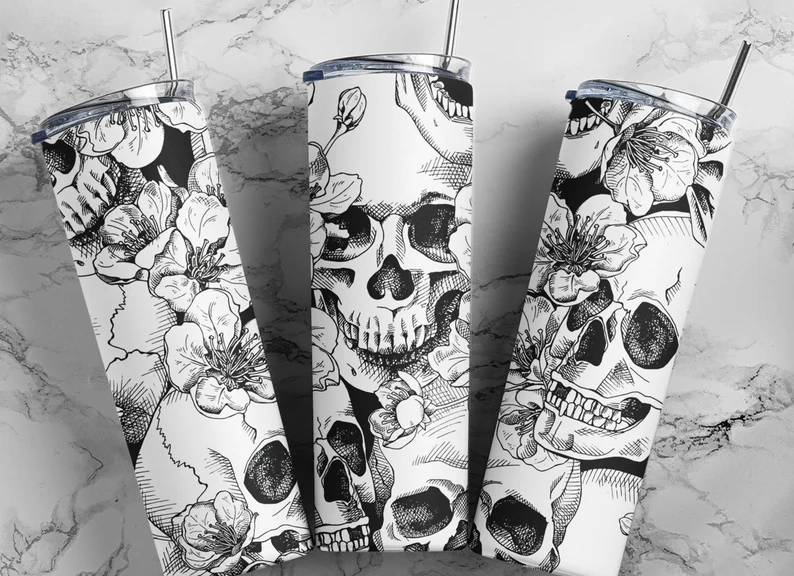 Skulls &amp; Flowers Tumbler