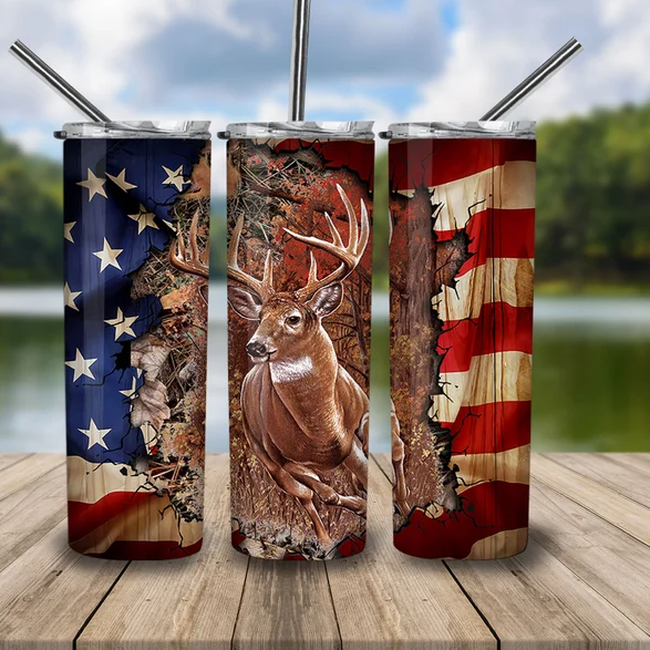 Deer &amp; Flag Tumbler