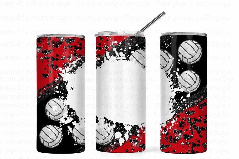 Red &amp; Black  Volleyball Tumbler