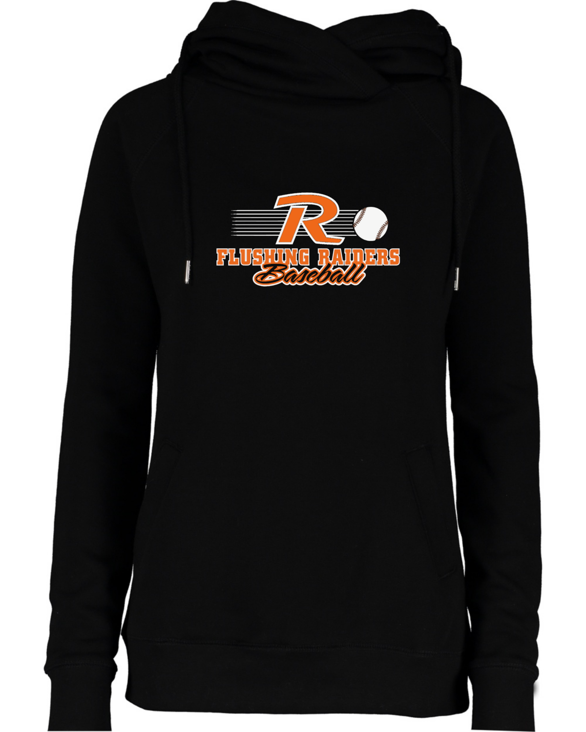 Flushing Raiders Baseball Ladies Classic Fleece Funnel Neck Pullover Hood