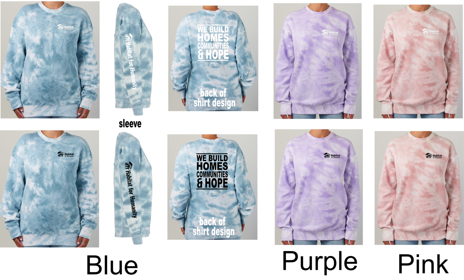 Adult Tie Dye Fleece Crew - HABITAT FOR HUMANITY