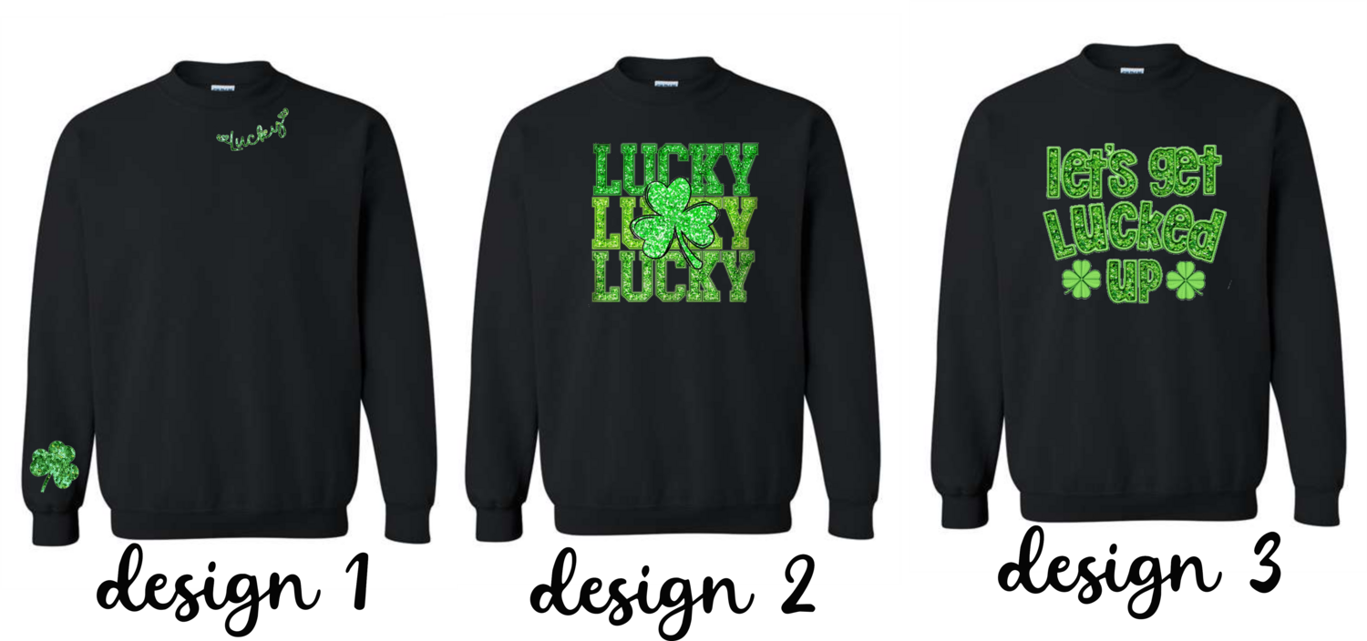 St Patty&#39;s Day Unisex Crewnecks - Faux Glitter