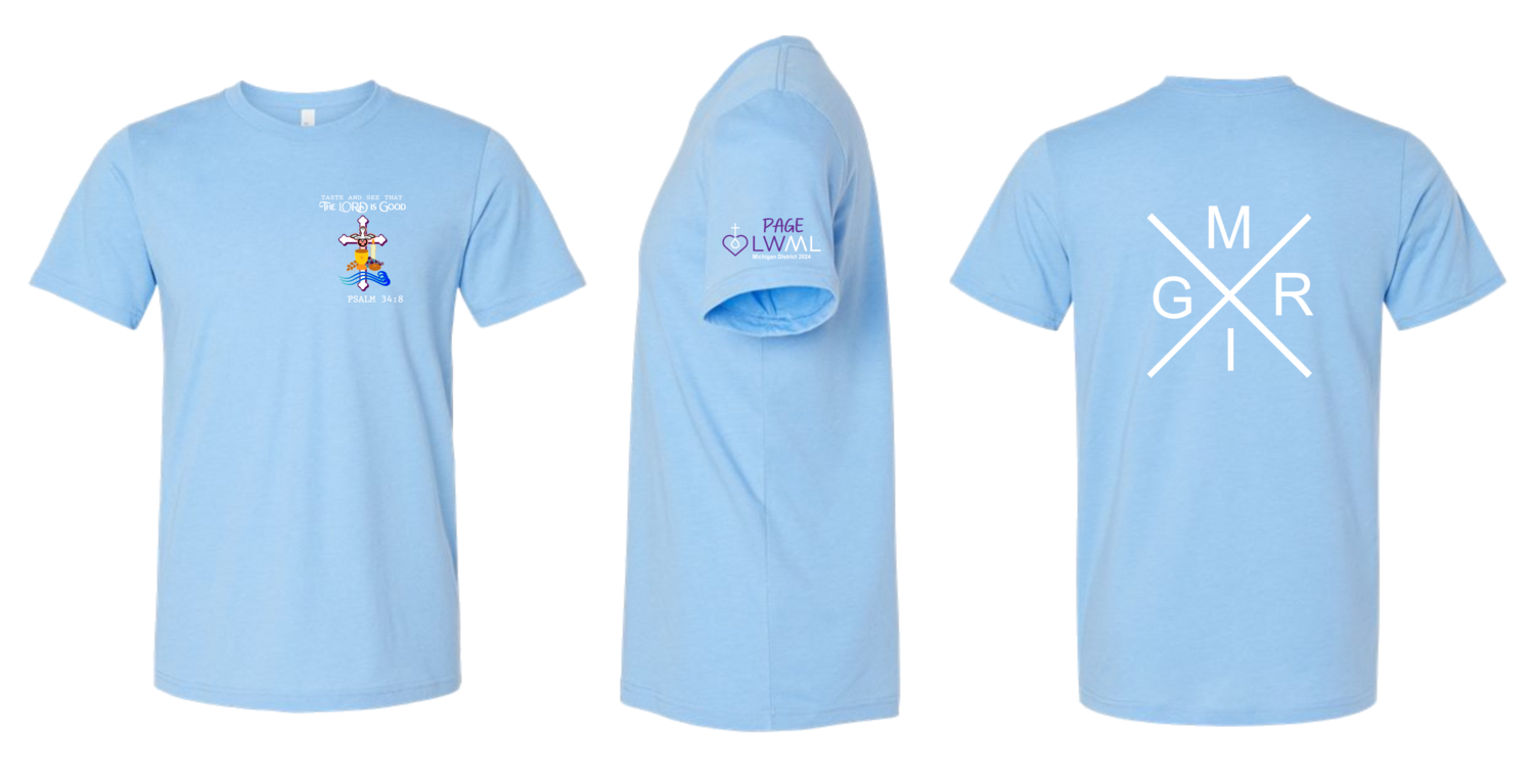 LWML Convention PAGE - Bella and Canvas T-Shirt in Heather Carolina Blue - Unisex Fit