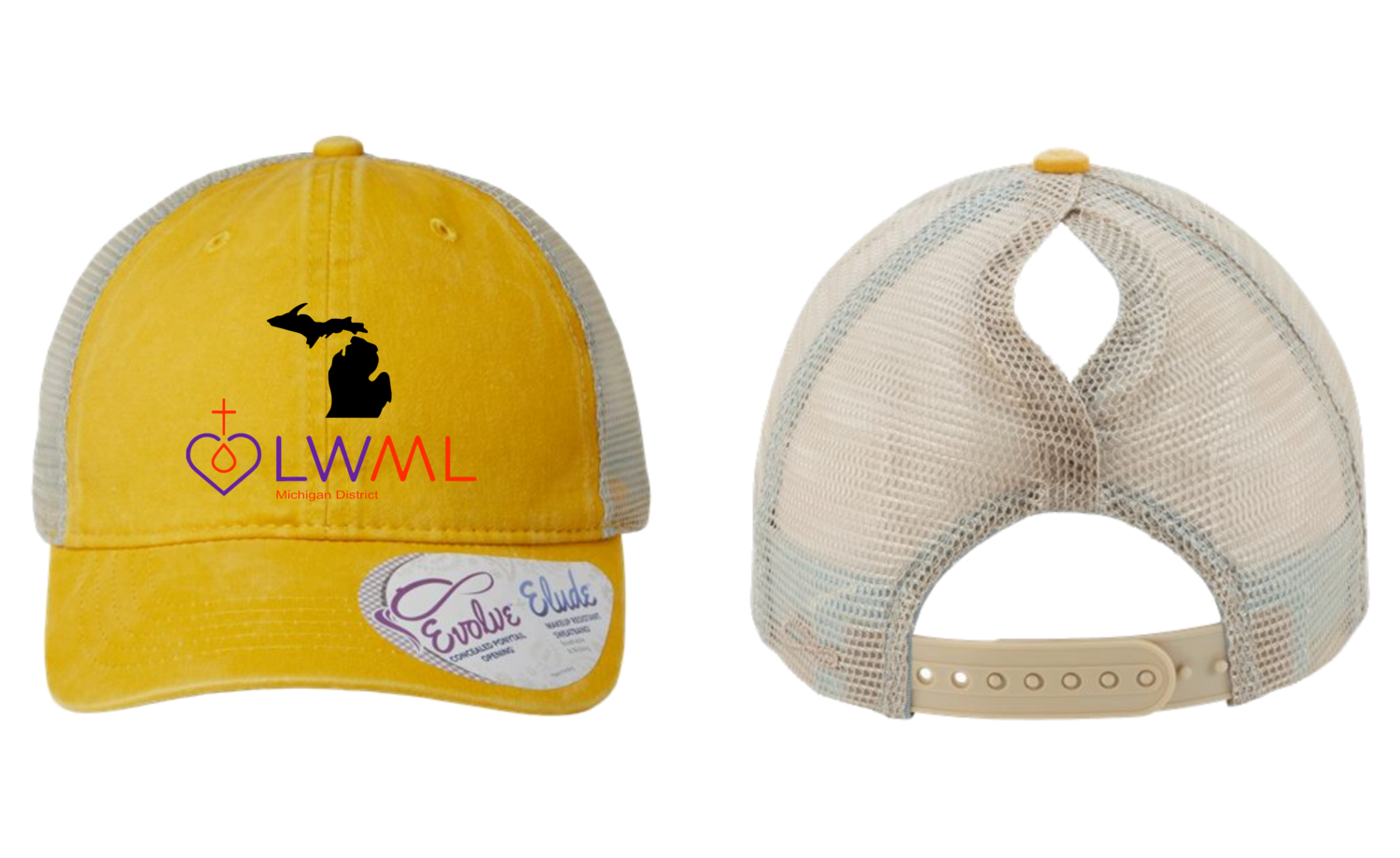 LWML Convention - Women&#39;s Washed Mesh-Back Cap in Sunset Yellow