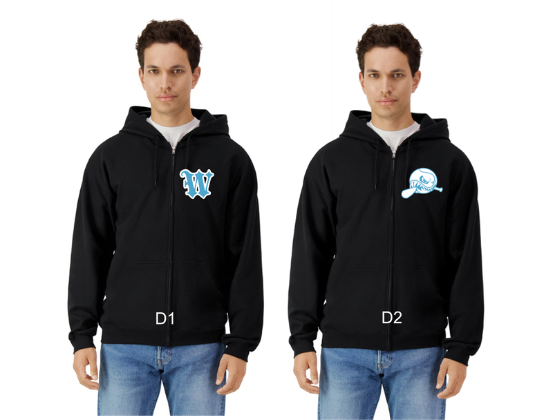 WOW - Full Zip Hooded Sweatshirt youth, ladies, and unisex