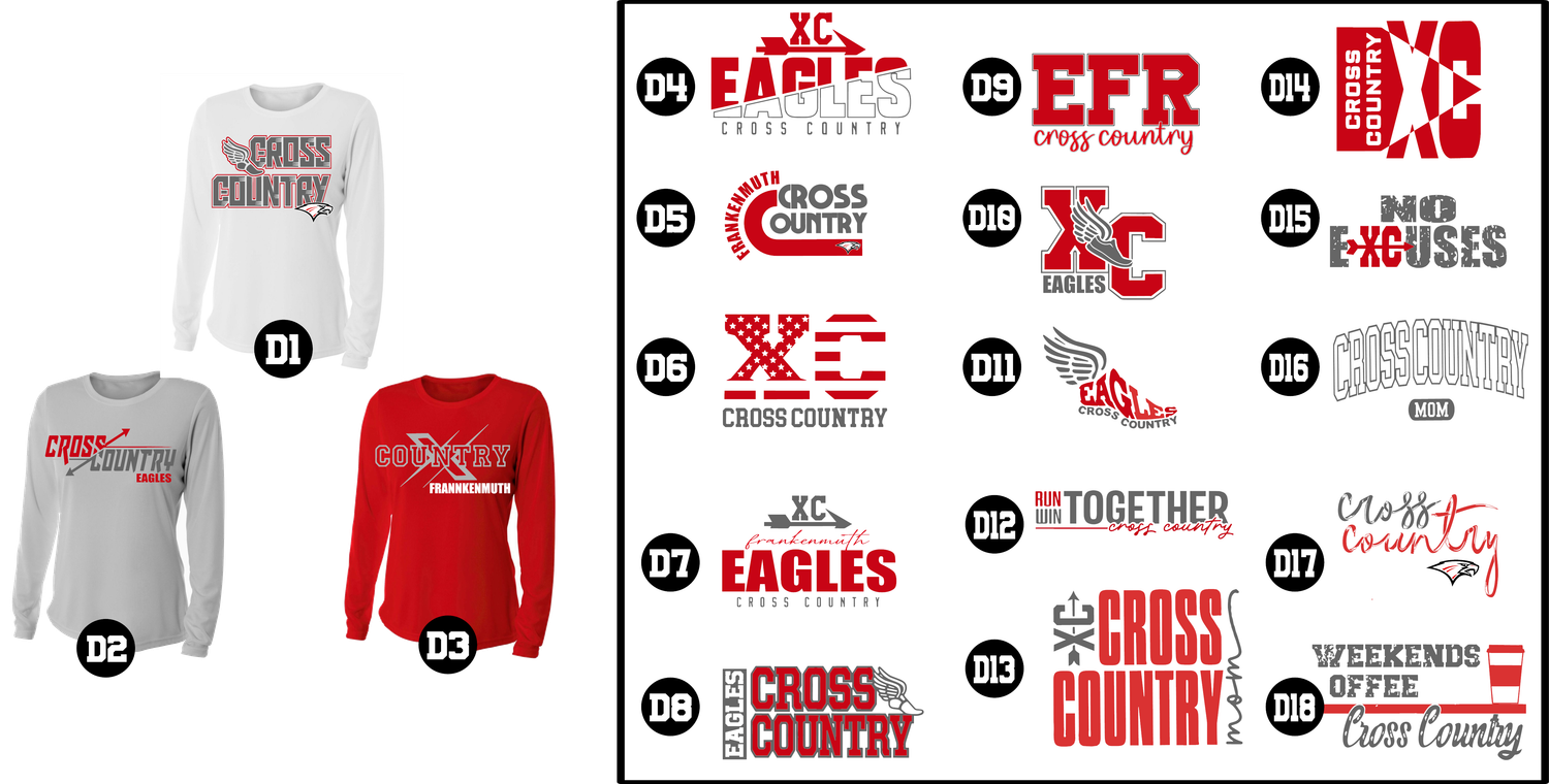 EAGLES cross country - Cooling Performance Crew youth, ladies, and unisex long sleeve