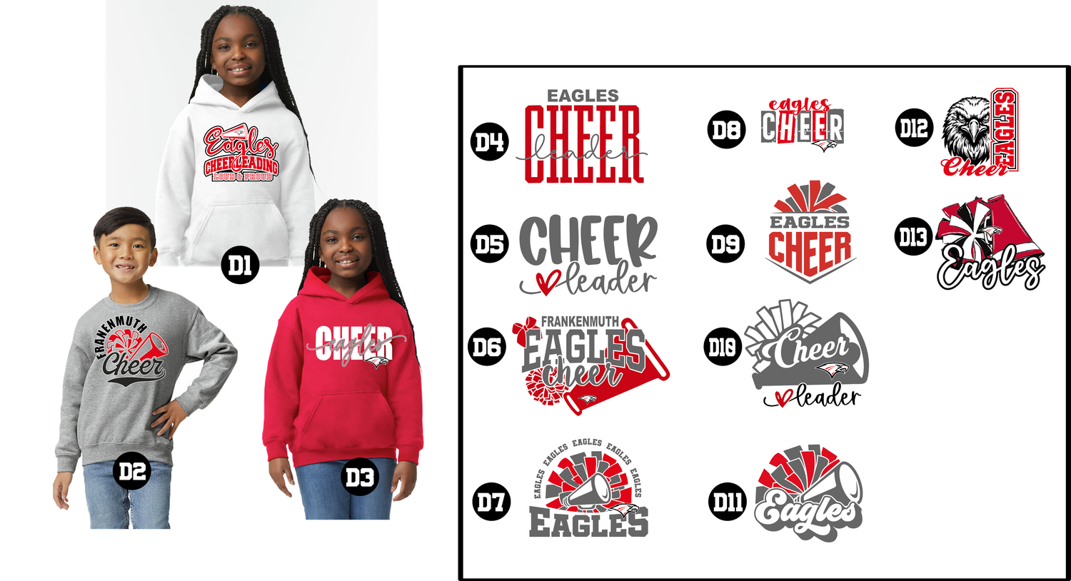 EAGLES cheerleading - Heavy Blend™ Youth Hooded Sweatshirt or Crewneck