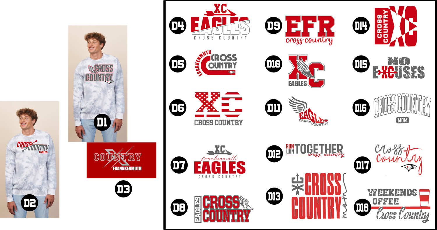 EAGLES cross country - Adult and Youth Tie Dye Fleece Crew