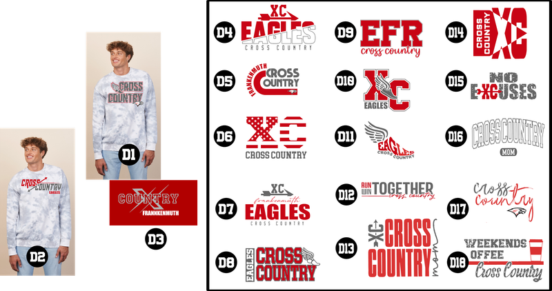 EAGLES cross country - Adult and Youth Tie Dye Fleece Crew
