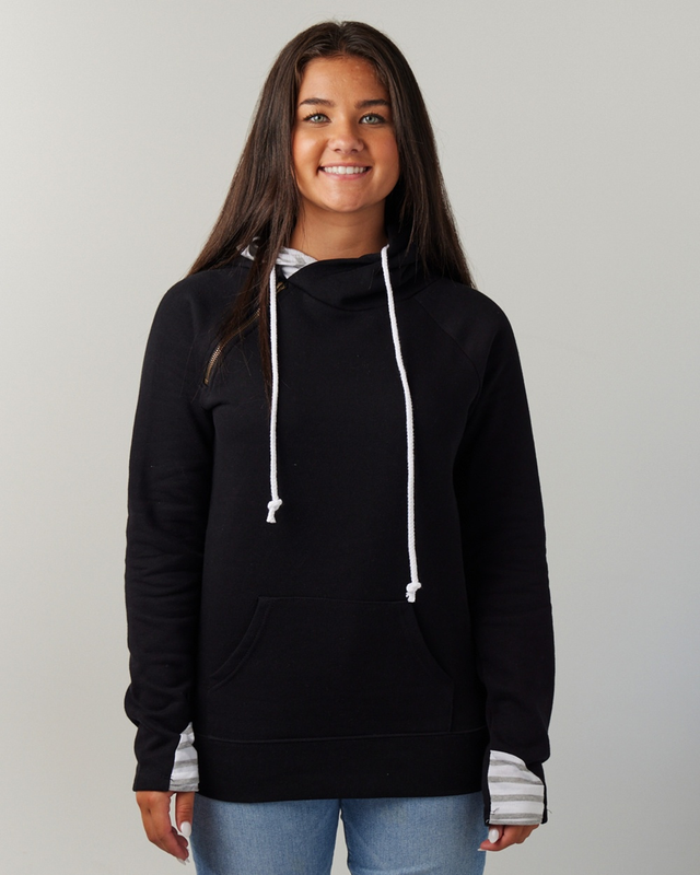 MONTROSE-Enza Ladie&#39;s Stripe Double Hood Pullover