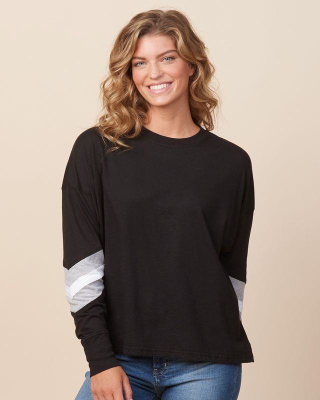 Lakeville Volleyball-Ladies Boxy Varsity Long Sleeve Tee
