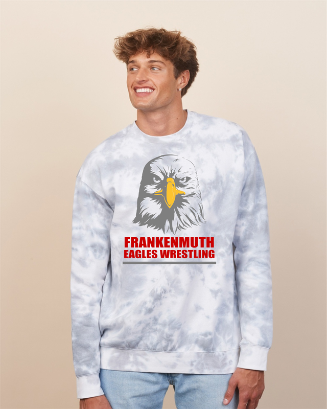 EAGLES  wrestling - Adult Tie Dye Fleece Crew
