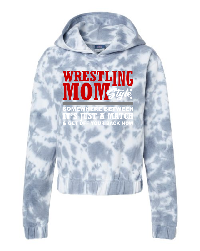 EAGLES  wrestling - Women&#39;s Sueded Fleece Tie-Dyed Crop Hooded Sweatshirt