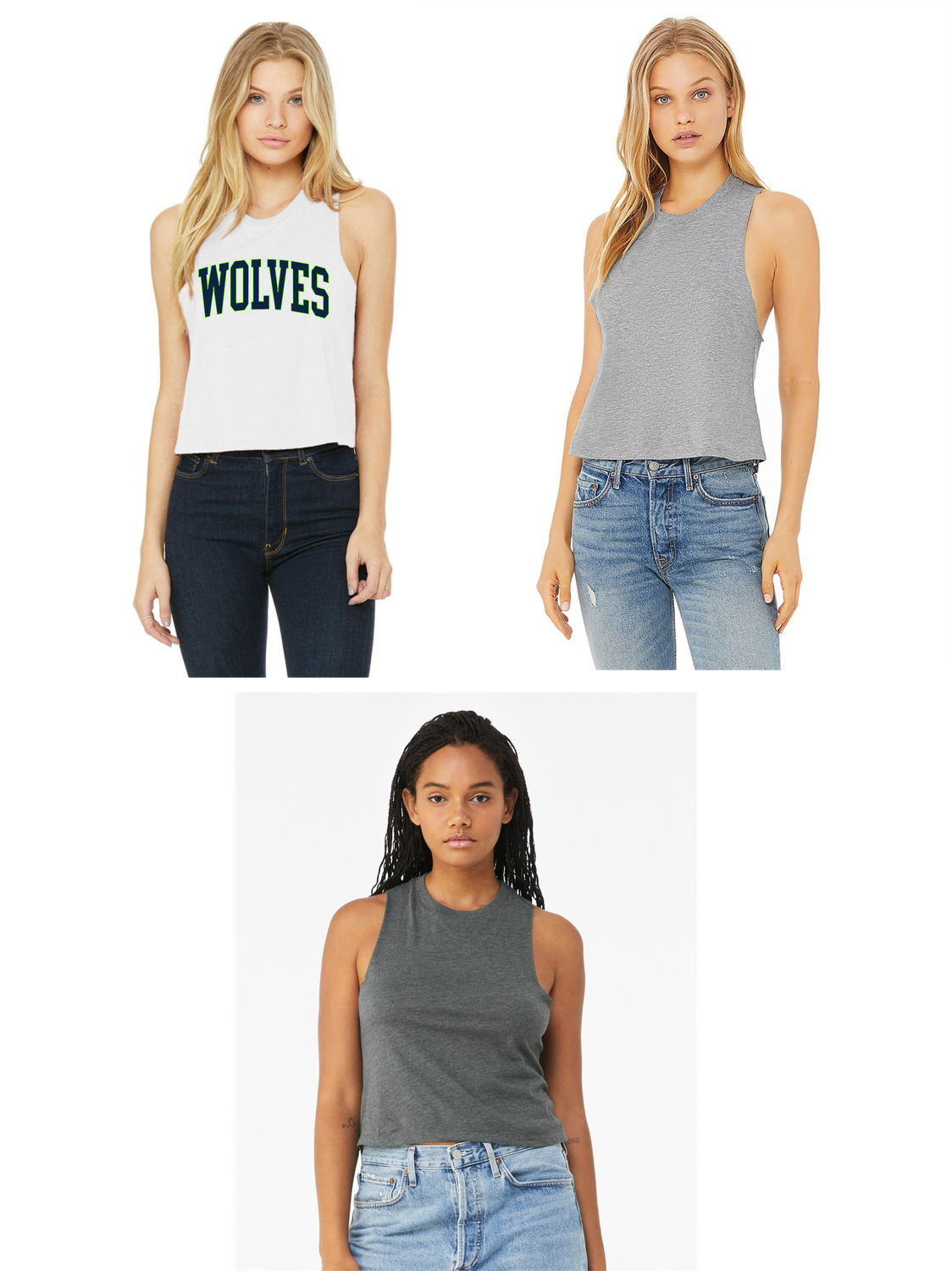 WOLVES Softball - Women&#39;s Racerback Cropped Tank
