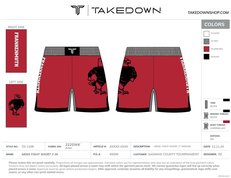 Varsity Eagles wrestling - TAKEDOWN fight shorts