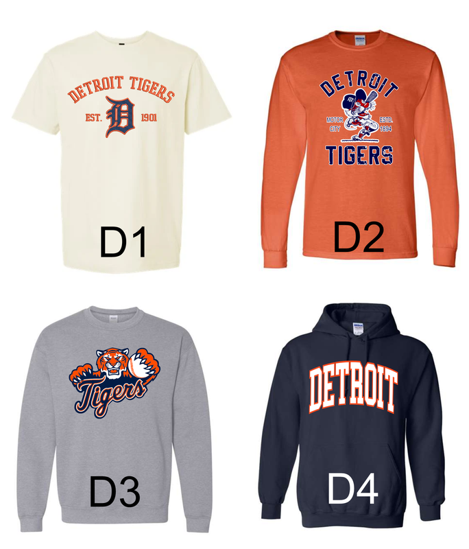 Detroit Tigers - multiple garment styles and esigns