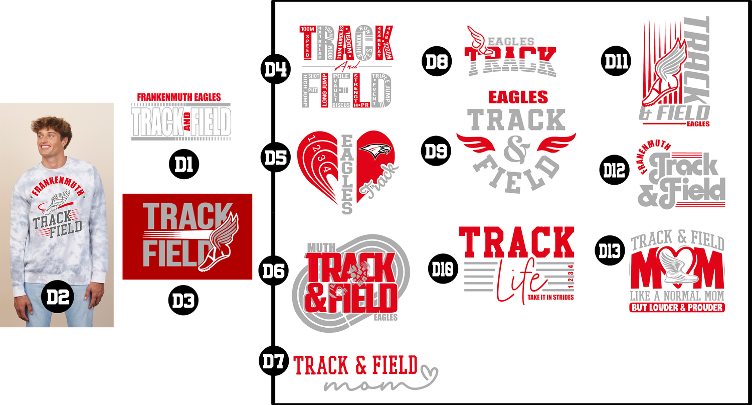 EAGLES track - Adult and Youth Tie Dye Fleece Crew