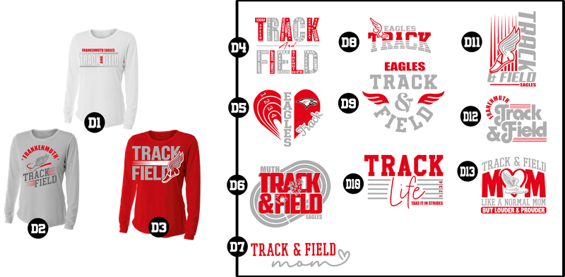 EAGLES track - Cooling Performance Crew youth, ladies, and unisex