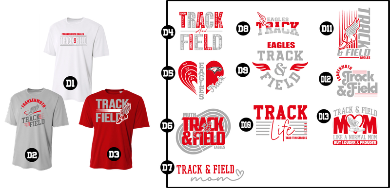 EAGLES track - Cooling Performance Crew youth, ladies, and unisex