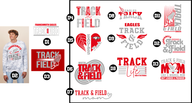 EAGLES track - Adult and Youth Tie Dye Fleece Crew