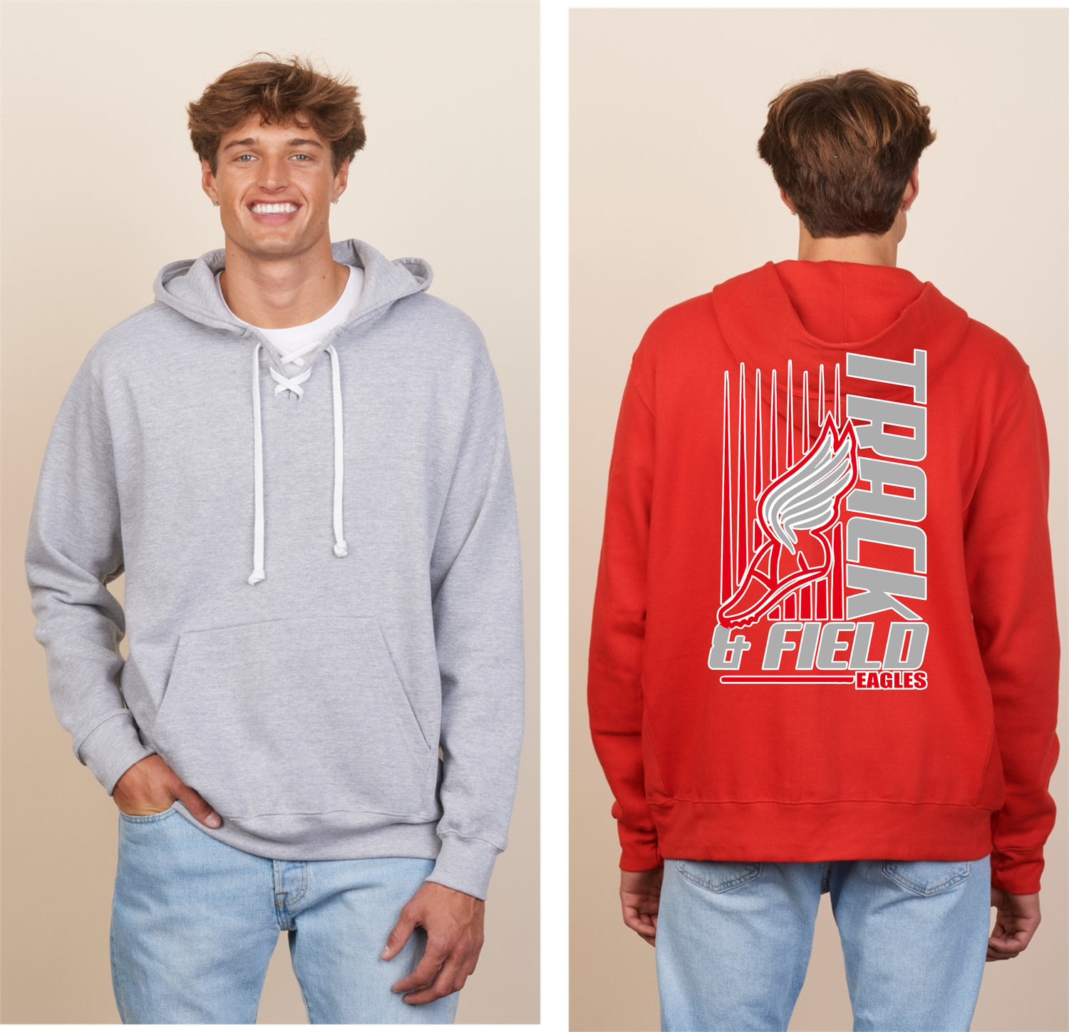 EAGLES track - Adult Hockey Pullover Hood