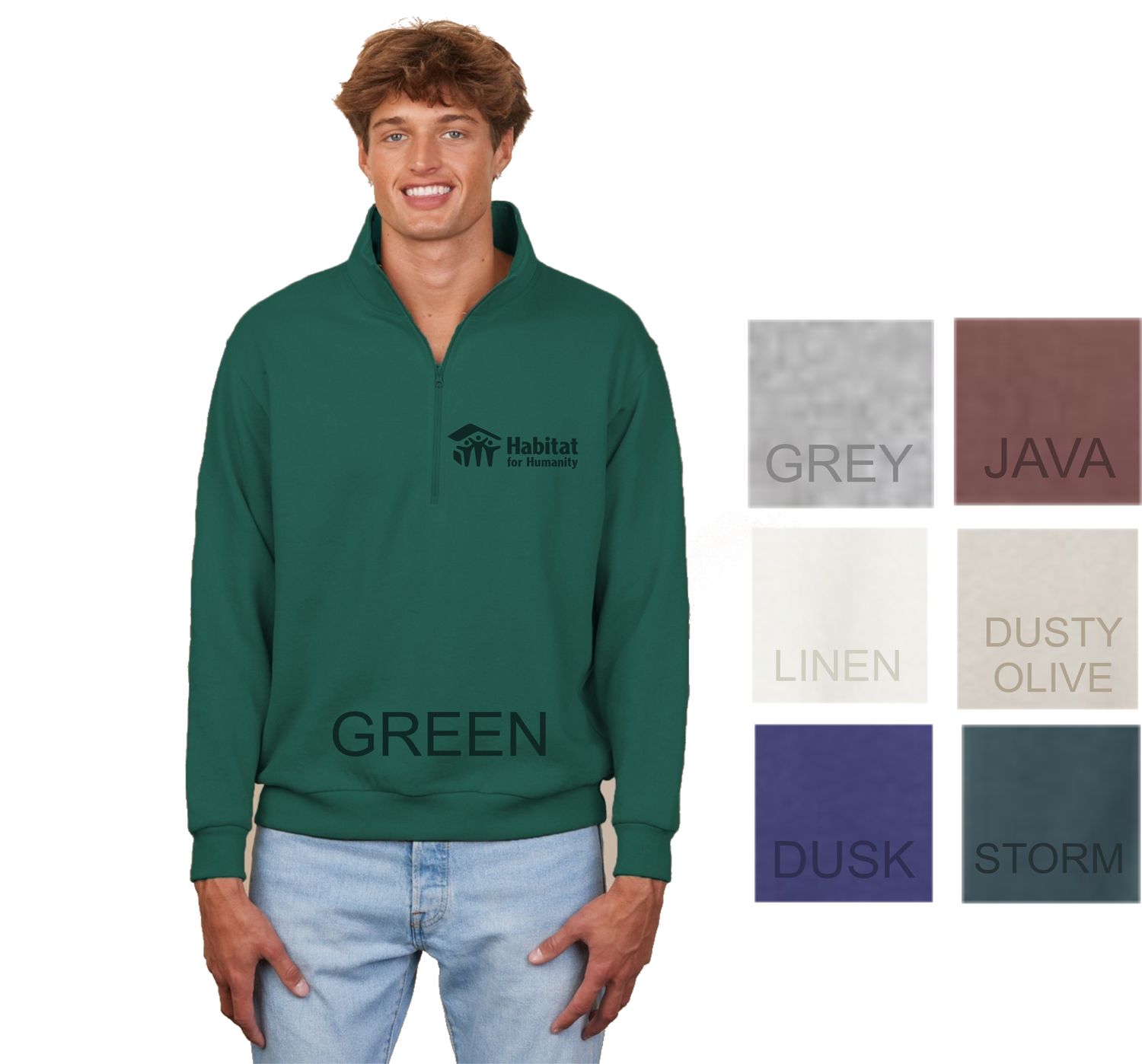 Adult Relaxed Half Zip- HABITAT FOR HUMANITY