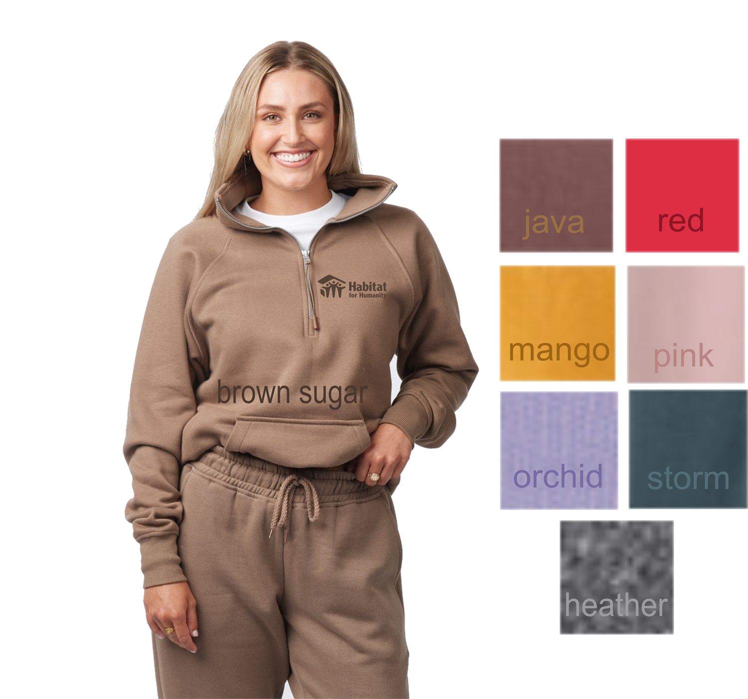 Ladies Boxy Half Zip Fleece - HABITAT FOR HUMANITY