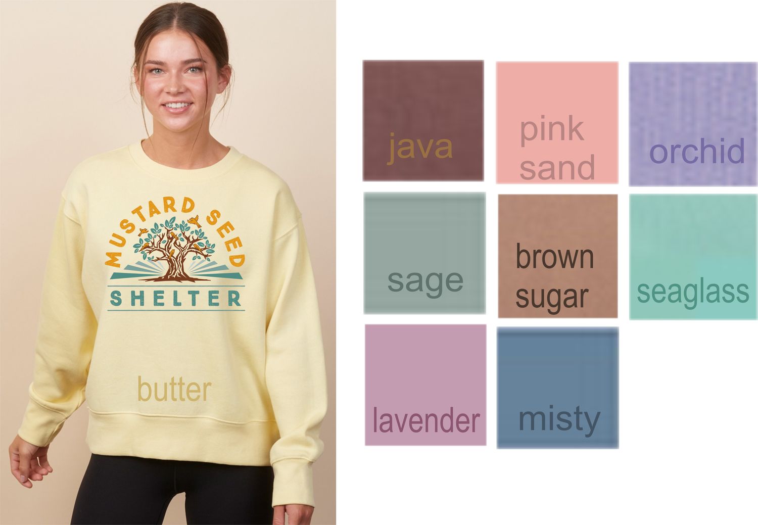 Ladies Boxy Crew - MUSTARD SEED