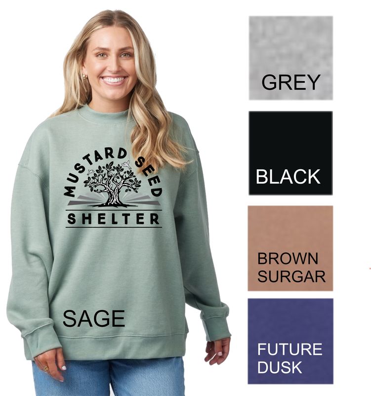 Ladies Off Duty Oversized Crew - MUSTARD SEED