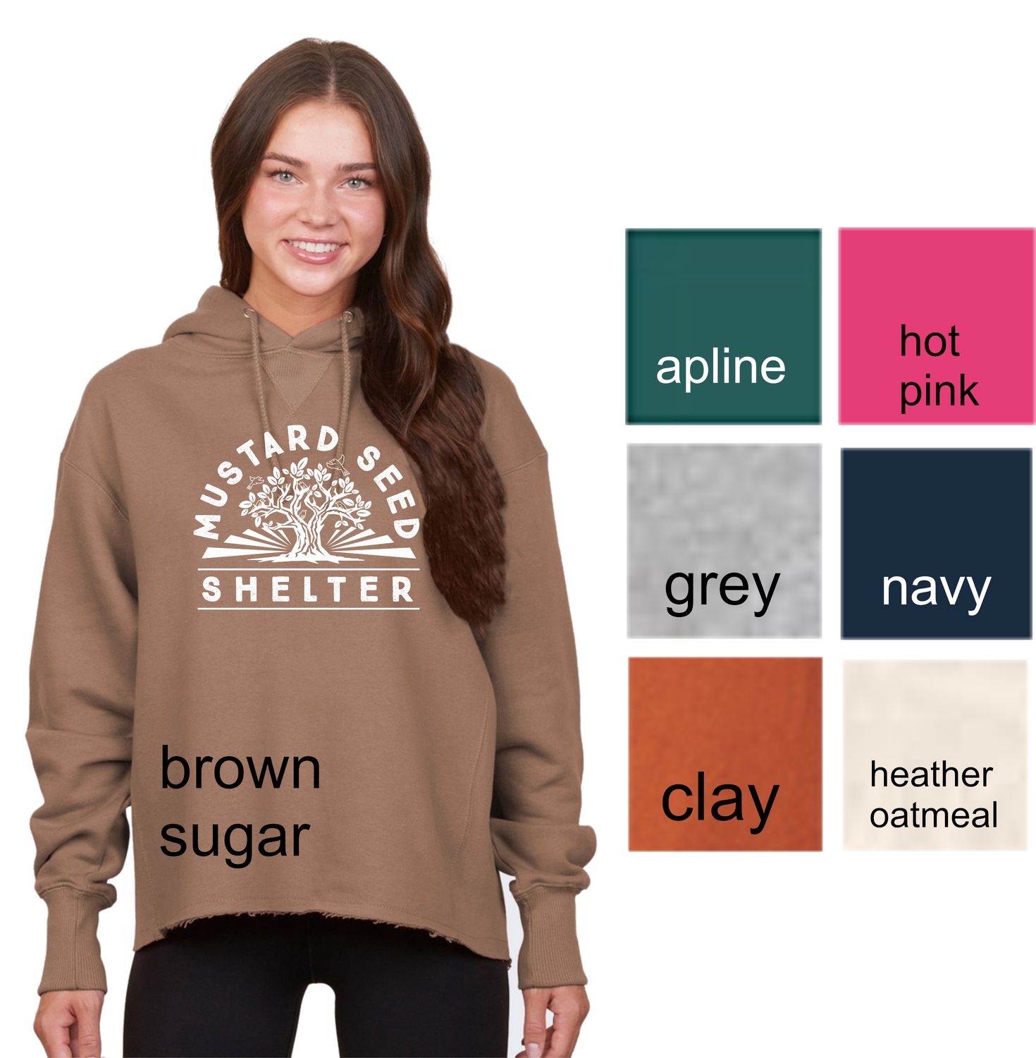 Ladies Heavyweight Boxy Pullover Hood - MUSTARD SEED