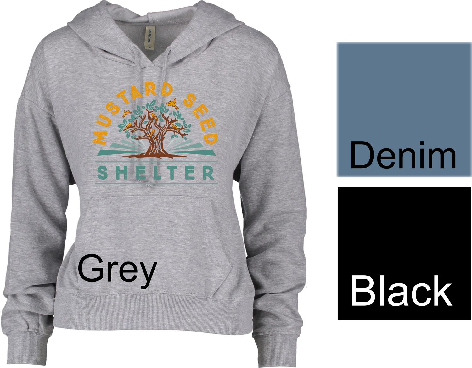 Women's Cropped Hoodie - MUSTARD SEED