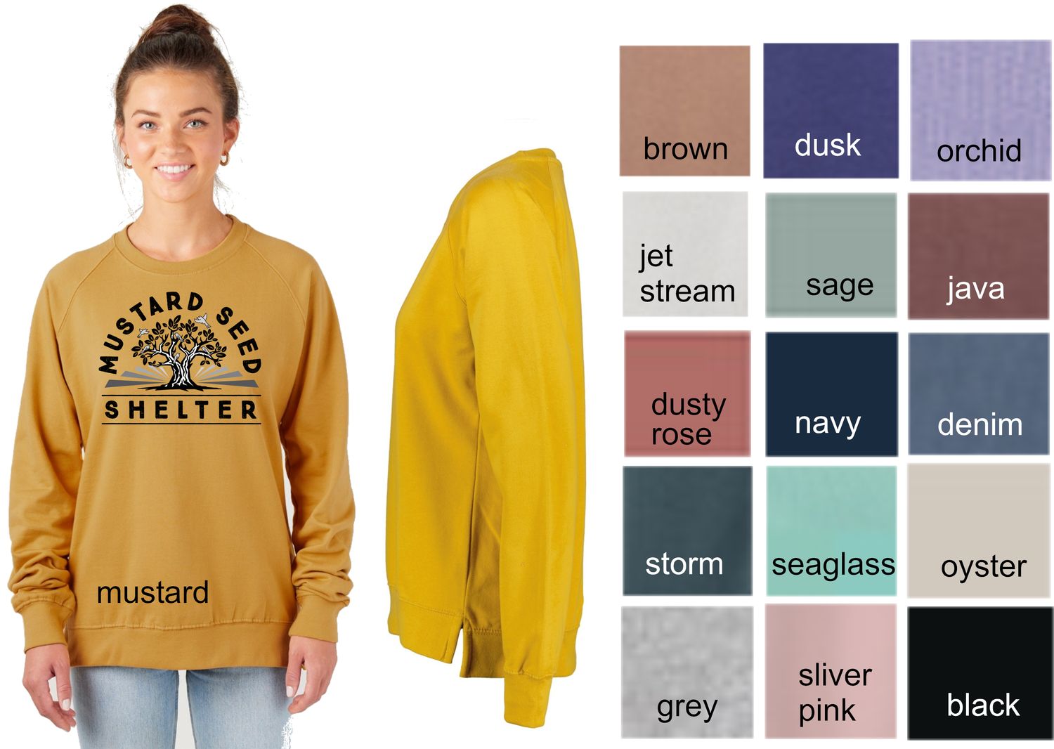 Ladies Midweight PFC Pullover Crew - MUSTARD SEED