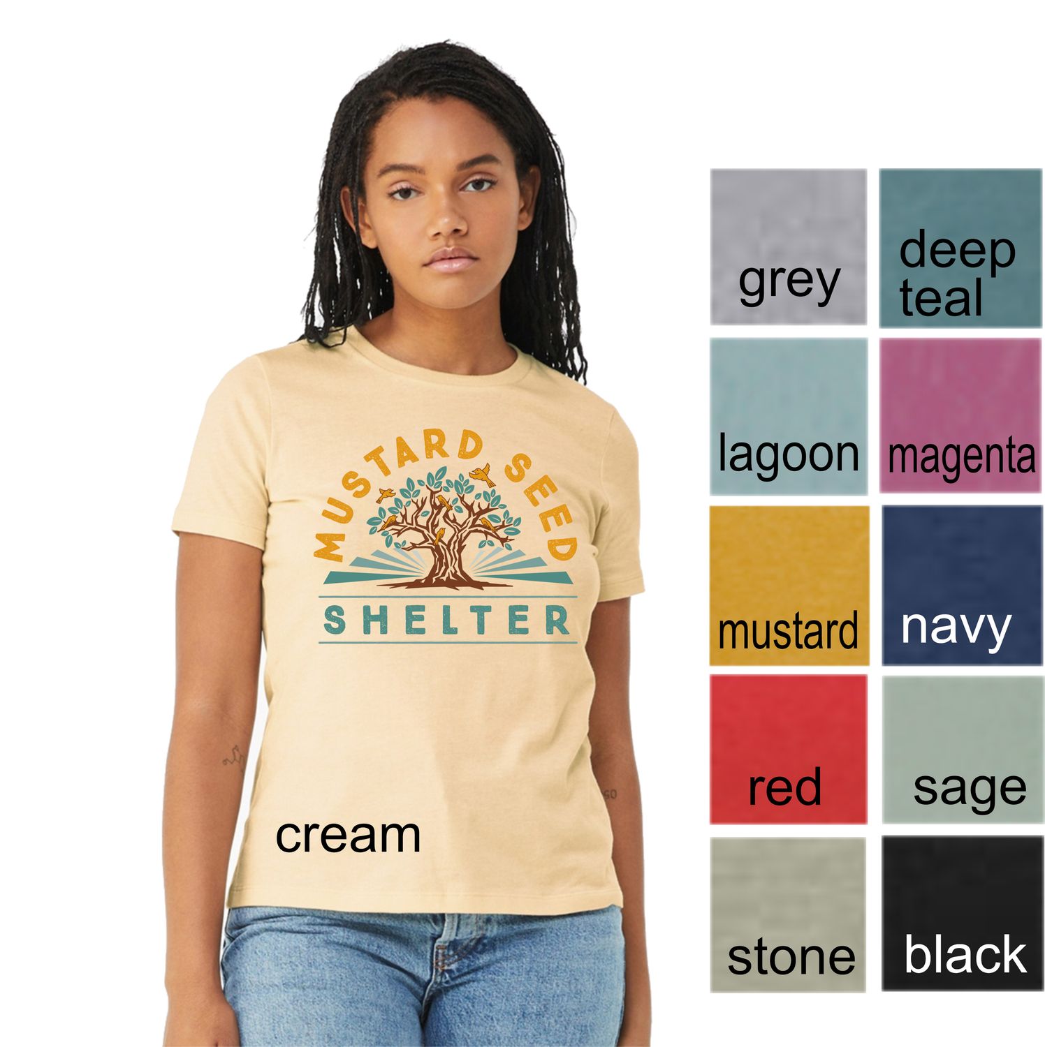 Women's Relaxed CVC Short Sleeve Tee - MUSTARD SEED