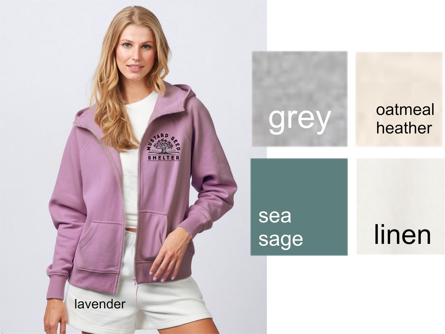 Ladies Relaxed Full Zip Hood - MUSTARD SEED