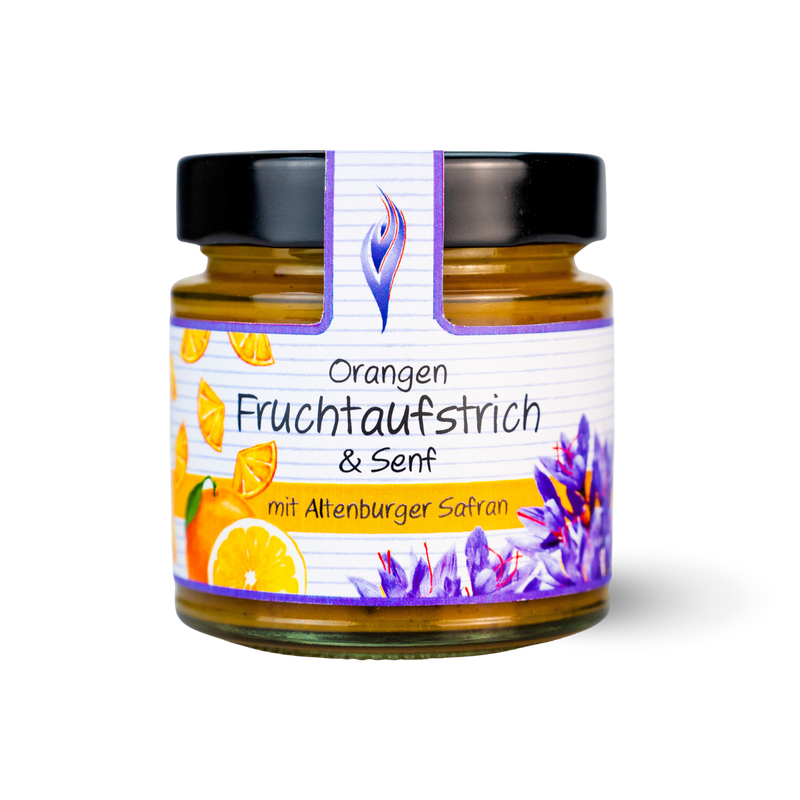 Orangen Fruchtaufstrich & Senf mit Altenburger Safran Orangen Fruchtaufstrich & Senf mit Altenburger Safran