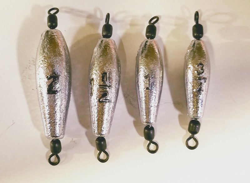 &#39;Big Fish&#39; Inline Weights (bobber weights) with wired swivels 3/4 thru 2oz