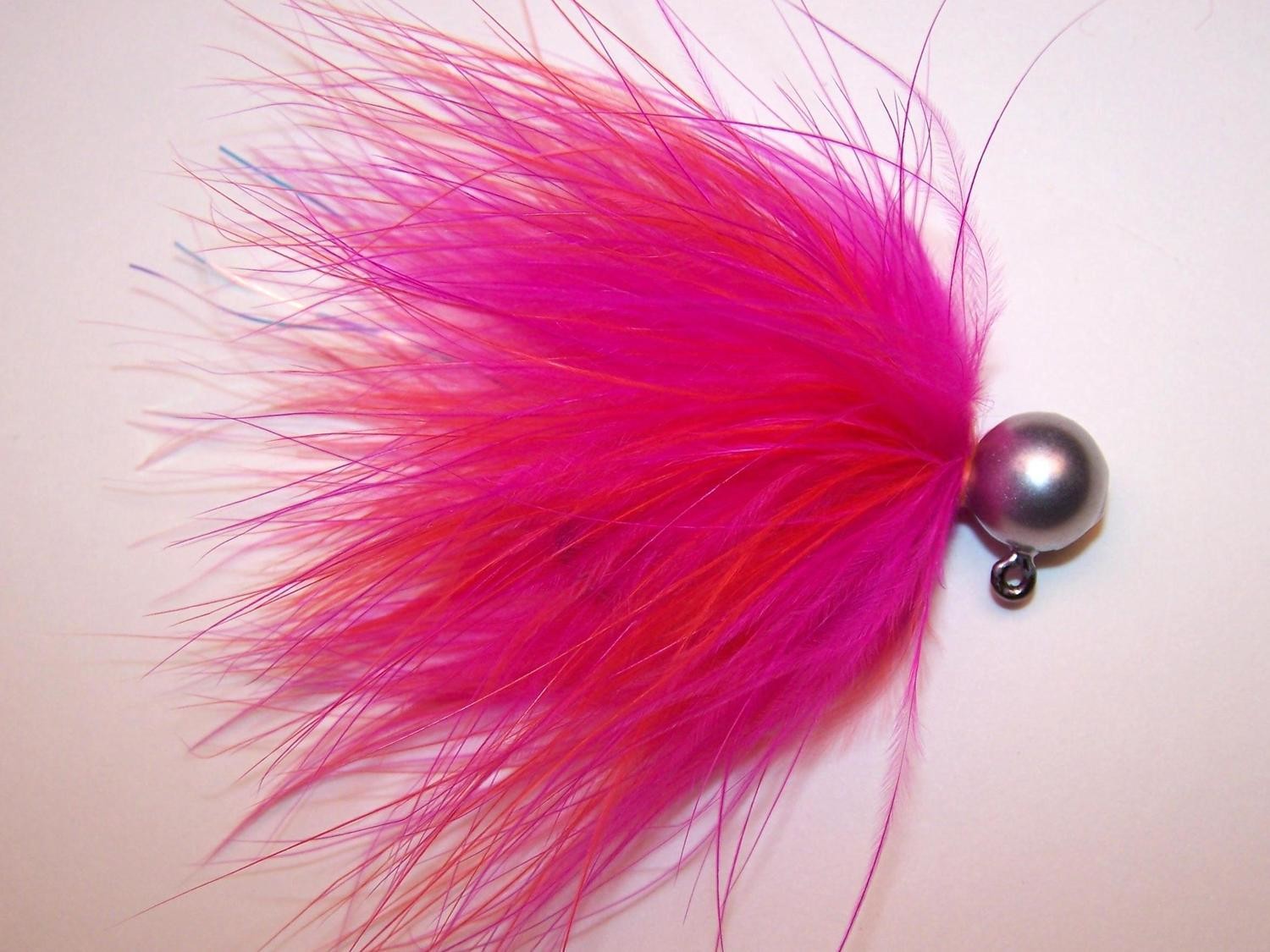 #180 &#39;Hot Pink &amp; Flame&#39; Marabou Salmon Jig