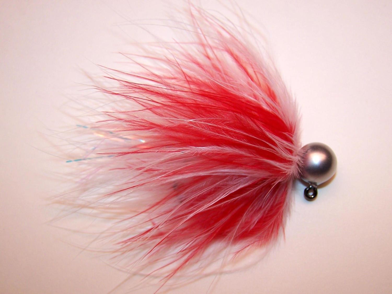 #186 &#39;Red &amp; White&#39; Marabou Salmon Jig