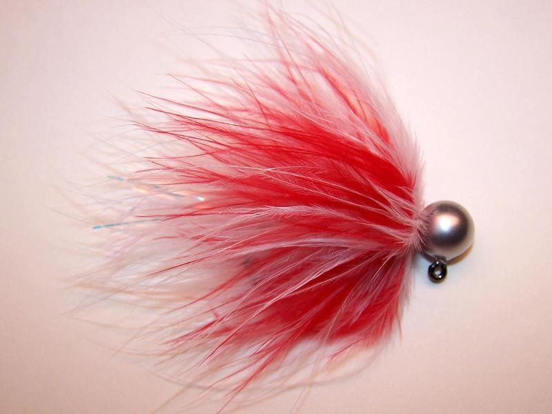 #186 &#39;Red &amp; White&#39; Marabou Salmon Jig