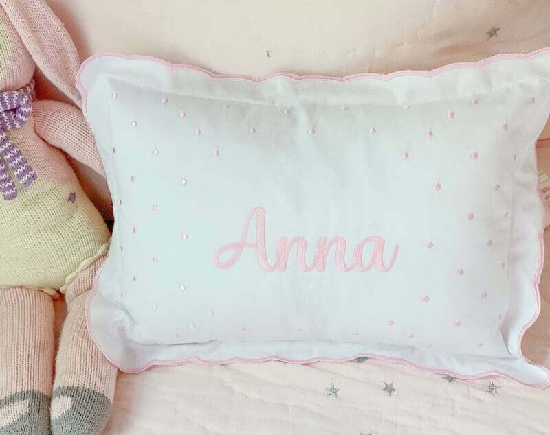 Baby Pillow - Scallop Edge with Swiss Dots