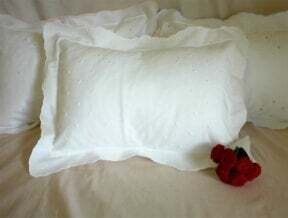 Baby Pillow - Scallop Edge with Swiss Dots, Color: White