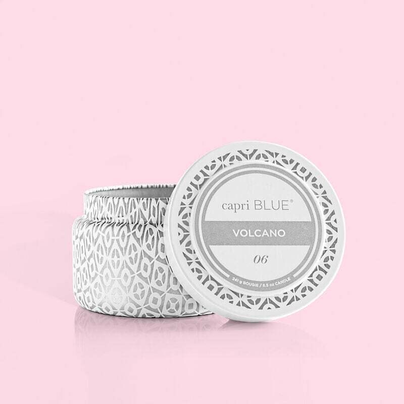 Candle - 8.5oz. Printed Travel Tin - Volcano, Color: White