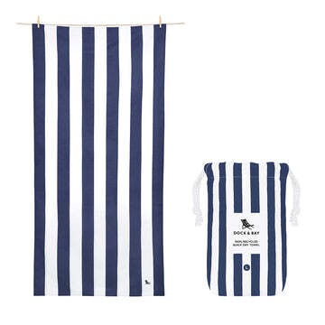Dock & Bay Beach Towel, Towel Colors: Navy/White Stripe