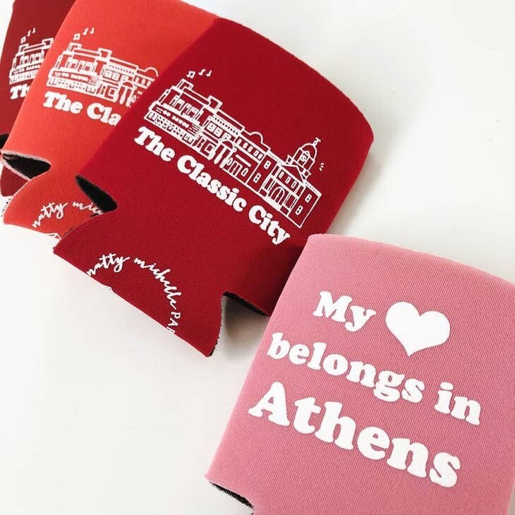 My Heart Belongs In Athens Koozie, Koozie Color: Red