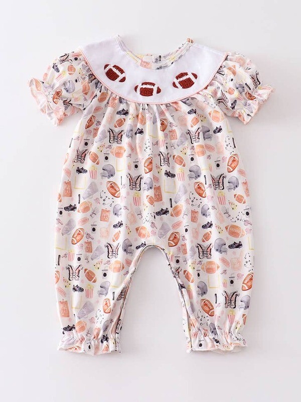 Childrens Football Patterned Romper - Ruffled