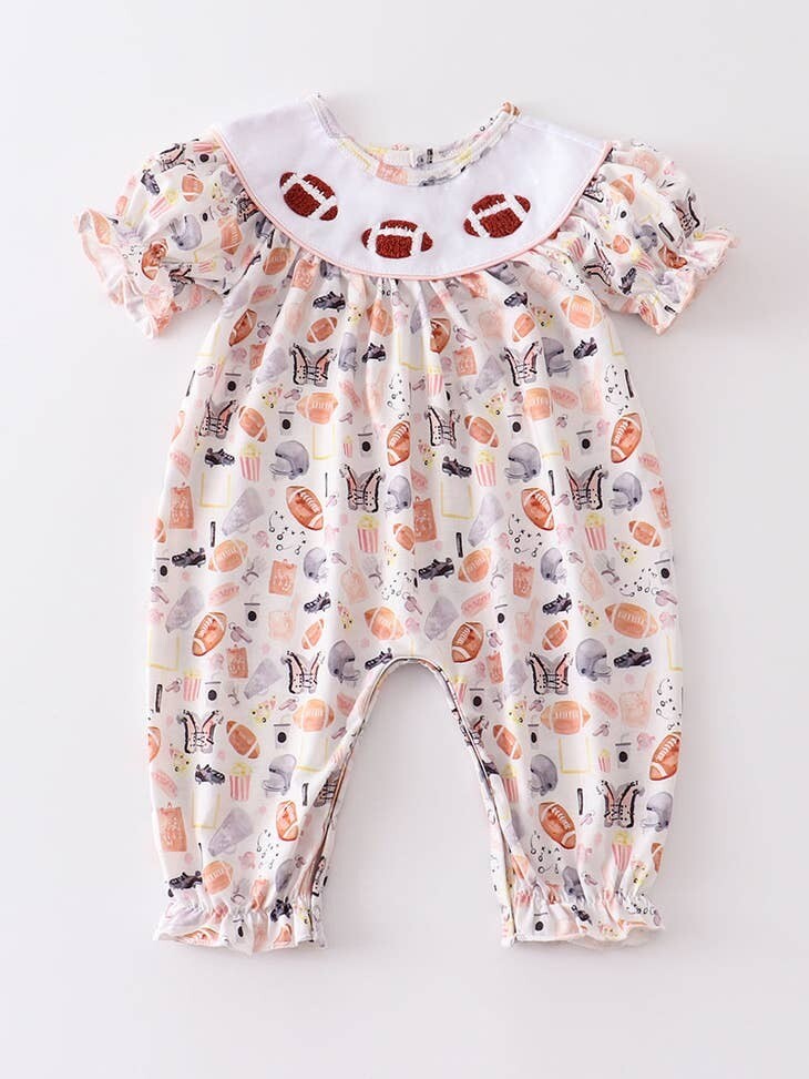 Childrens Football Patterned Romper - Ruffled, Size: 3 Month