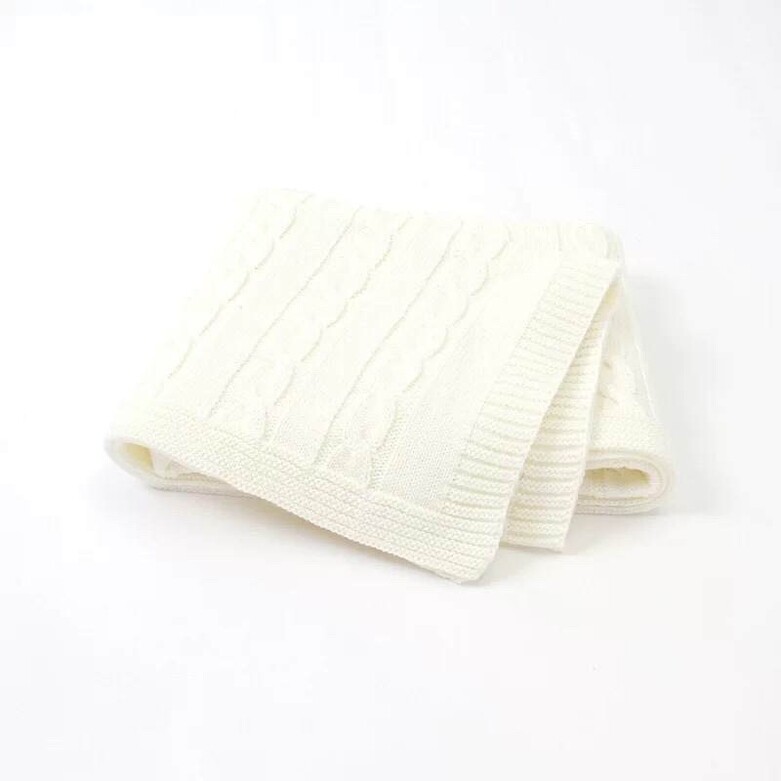 Baby Cable Knit Stroller Blanket, Blanket Color: White