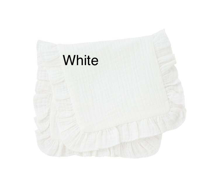 Baby Burp Cloth with Ruffle, Burp Cloth Color: White